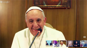 Paus Franciscus via Google Hangout in verbinding met kinderen