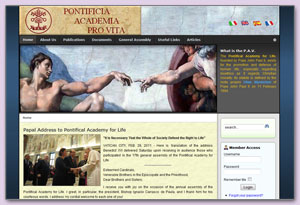 Website Pauselijke Academie voor het Leven