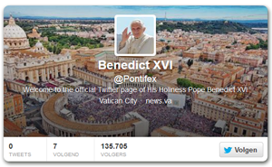 Paus Benedictus XVI op Twitter met @pontifex