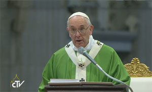 Paus Franciscus tijdens de slotviering in de Sint-Pieter